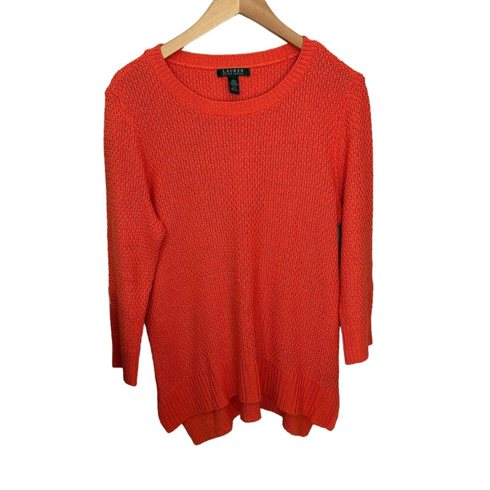 Lauren Ralph Lauren Tunic Sweater‎ Women's Pullover Long Sleeve Orange Large